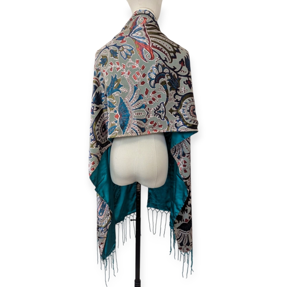 The Pyramid Collection Burnout Velvet Beaded Wrap Shawl - Picture 2 of 11